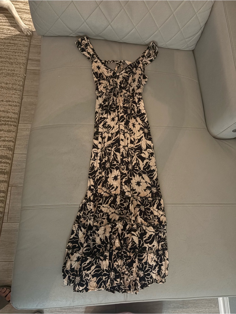 Angie Black and Cream Floral Maxi Dress